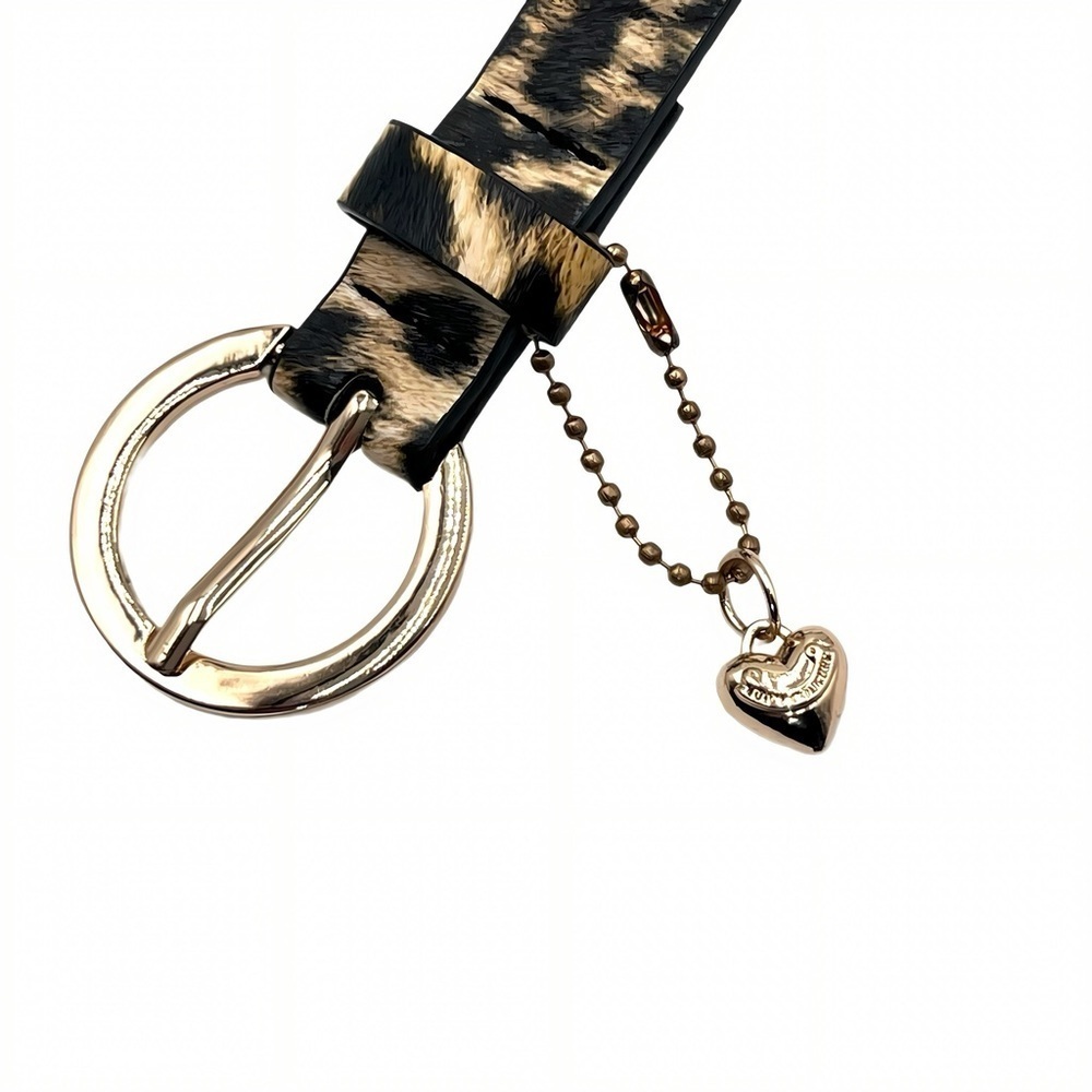 Juicy Couture Leopard Print Belt. Gold Hardware Heart Logo Charm Mob Sz. L/XL - Picture 4 of 6
